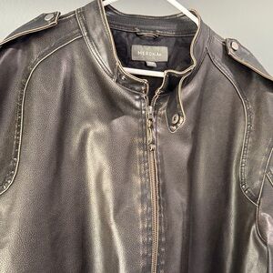 Merona Men's Dark Leather Bomber Jacket